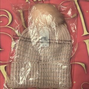 New York & Company Pink Knit Hat with Pom Pom